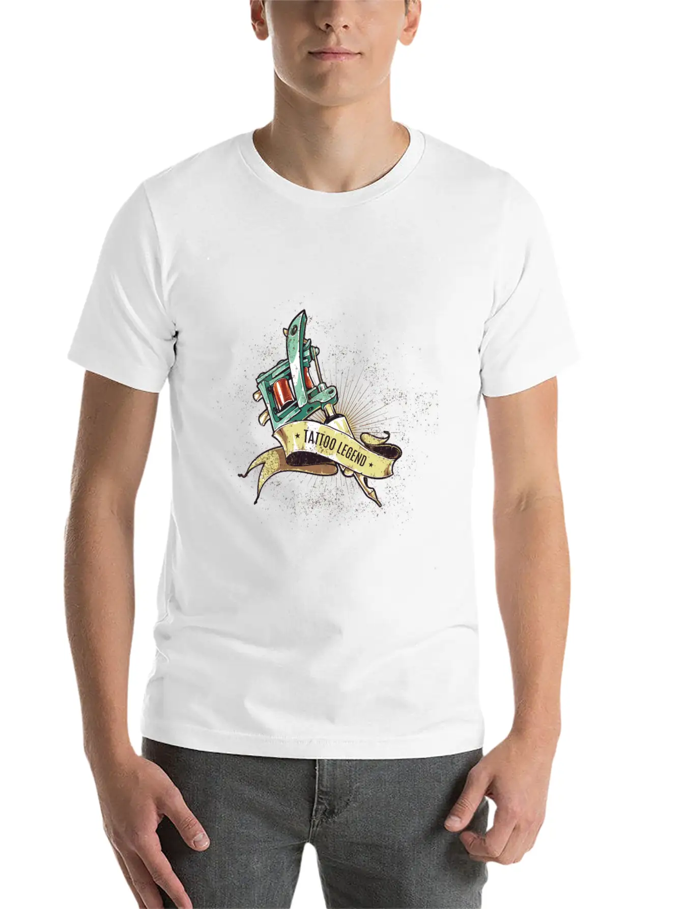 Tattoo Legend - Tattoo Machine With Sash Classic Cotton Tee – Unisex Comfort For Any Season