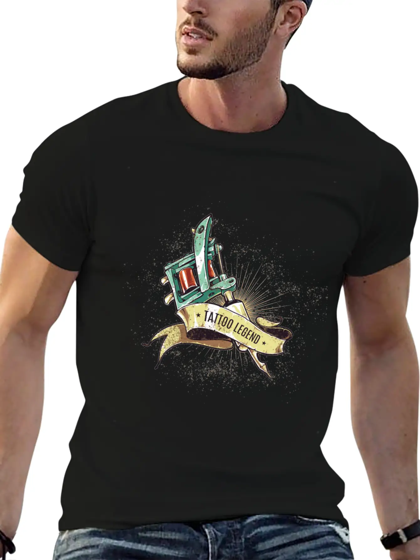 Tattoo Legend - Tattoo Machine With Sash Classic Cotton Tee – Unisex Comfort For Any Season