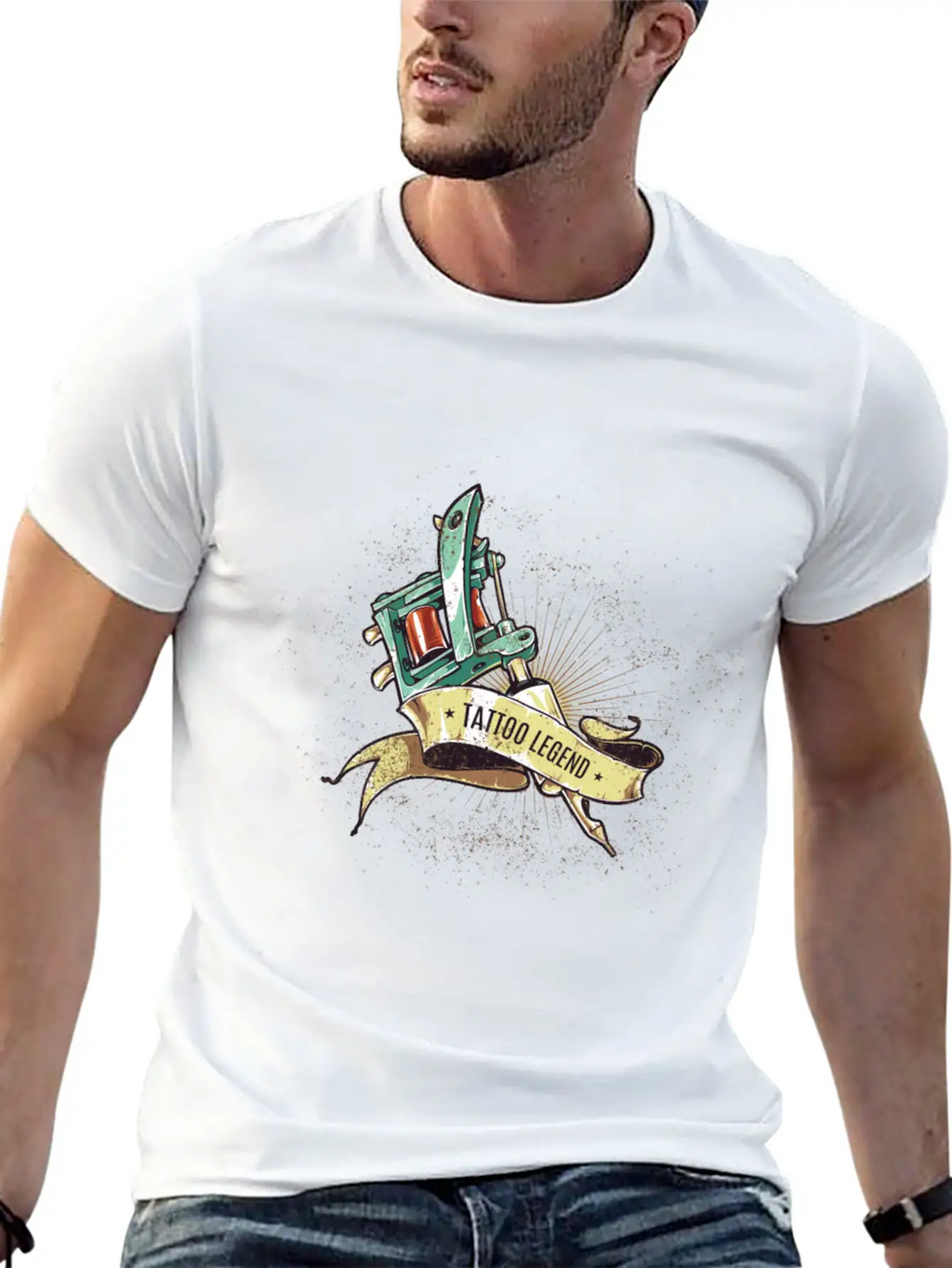 Tattoo Legend - Tattoo Machine With Sash Classic Cotton Tee – Unisex Comfort For Any Season