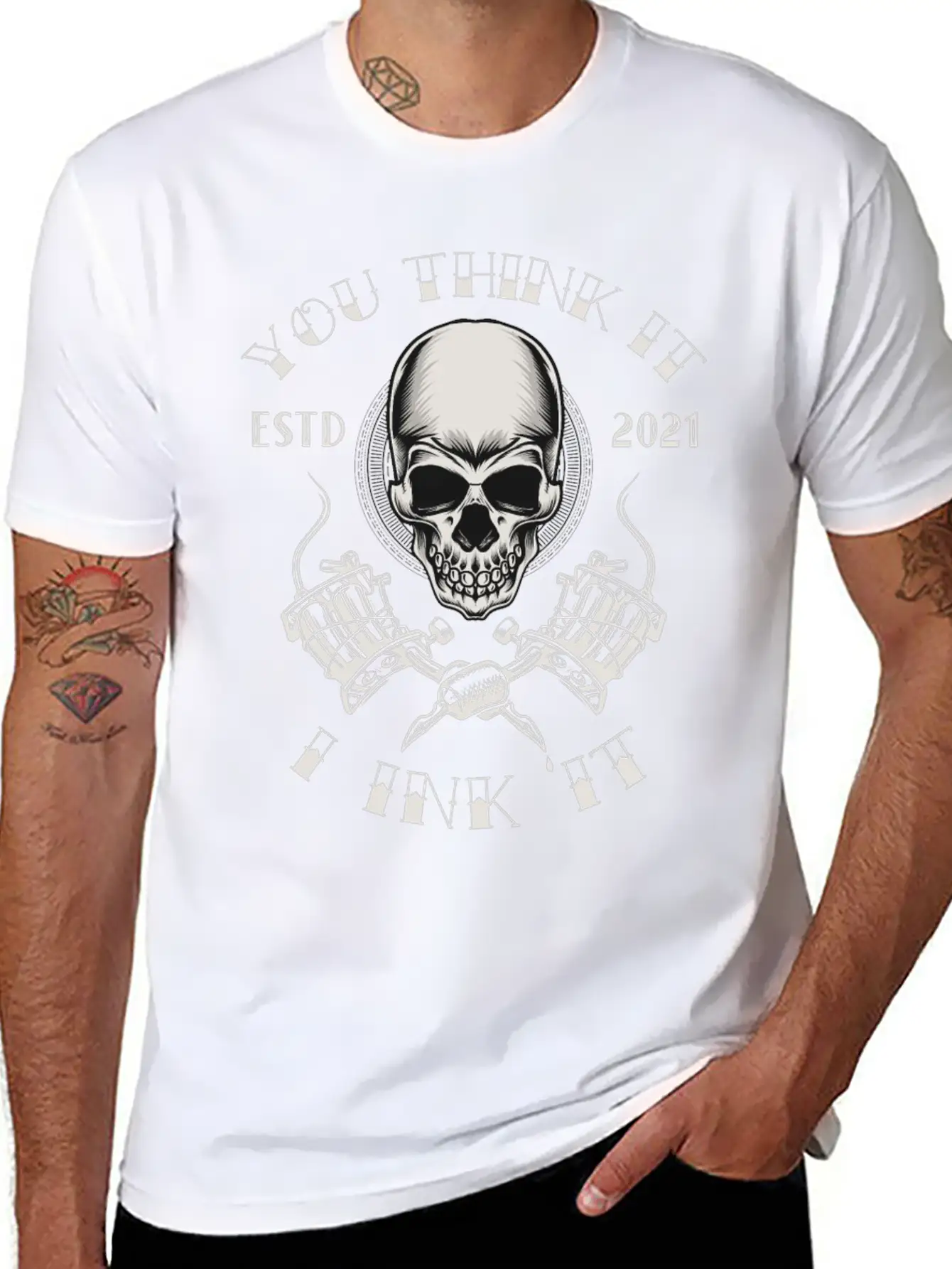 Tattoo Skull Inked Ink Tattoo Saying Quote Memes Essential Cotton Tee For Daily Outfits – Unisex Style