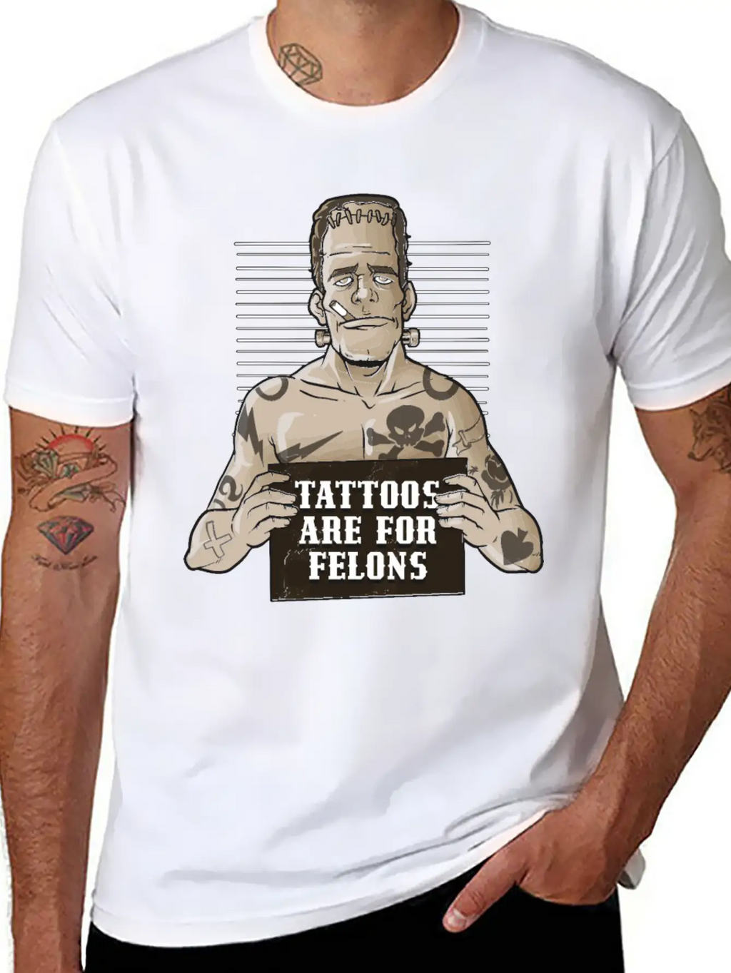Tattoos Are For Felons Funny Tattoo Gift Timeless Short Sleeve Tee – Comfy And Minimalist Design