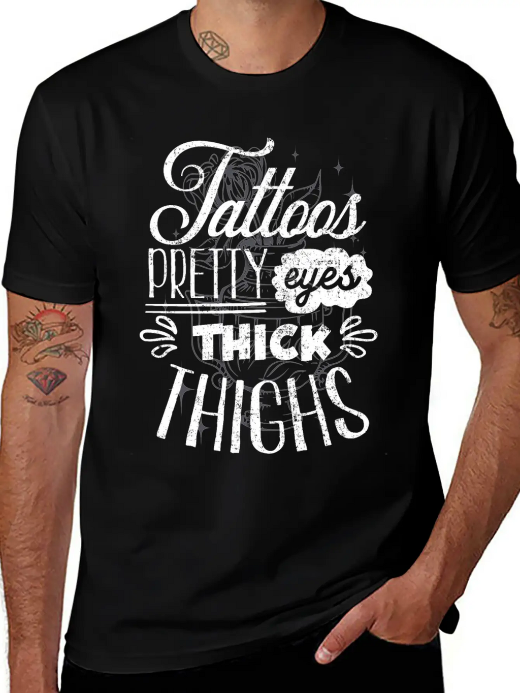 Tattoos. Pretty Eyes, Thick Thighs Relaxed Everyday Tee – Lightweight And Durable Cotton