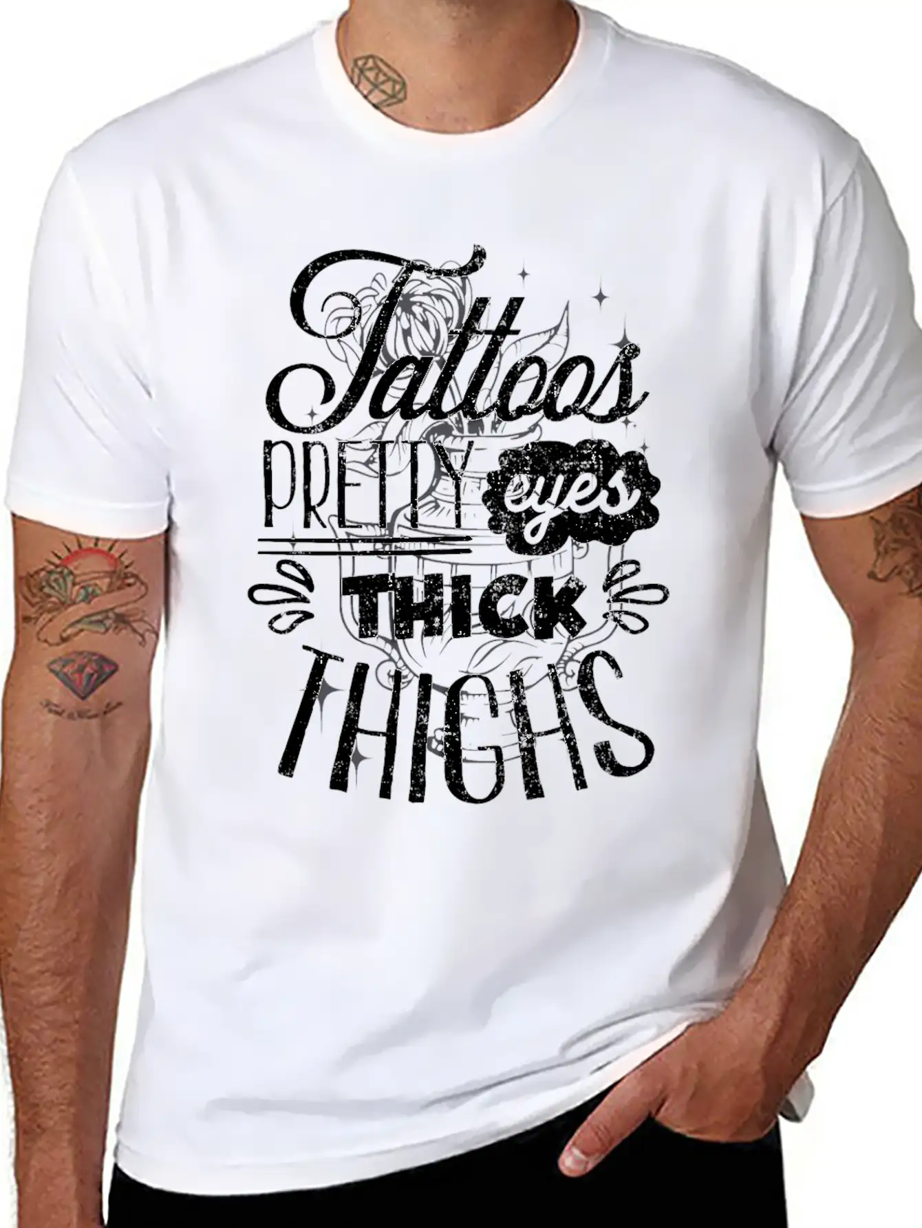 Tattoos. Pretty Eyes, Thick Thighs Relaxed Everyday Tee – Lightweight And Durable Cotton