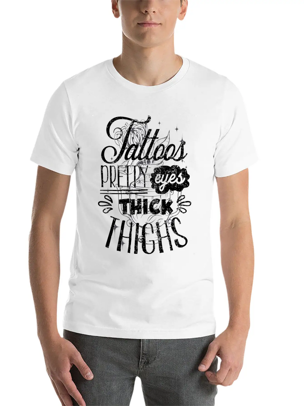 Tattoos. Pretty Eyes, Thick Thighs Relaxed Everyday Tee – Lightweight And Durable Cotton