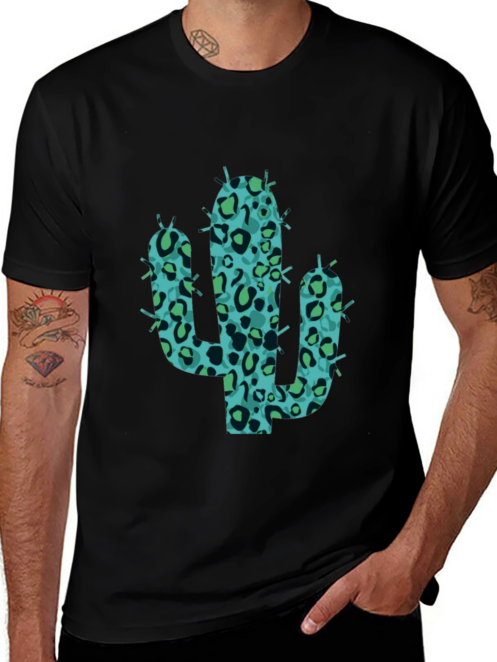 Cool Cactus Tee - Black Graphic Print Shirt
