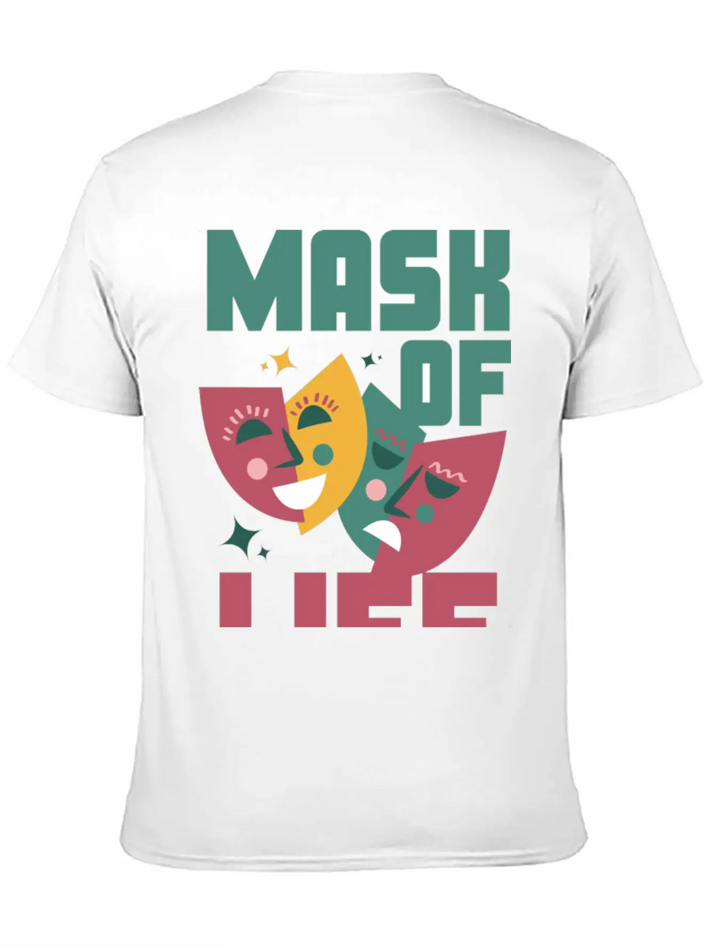 Tealn And Pink Bold Mask Of Life T-shirt. Breathable Soft Cotton T-Shirt – Timeless Casual Look