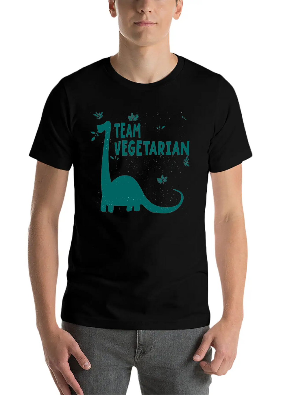 Team Vegetarian - Dinosaur Vegan Stylish Everyday T-Shirt – Unisex Basic Cotton Tee