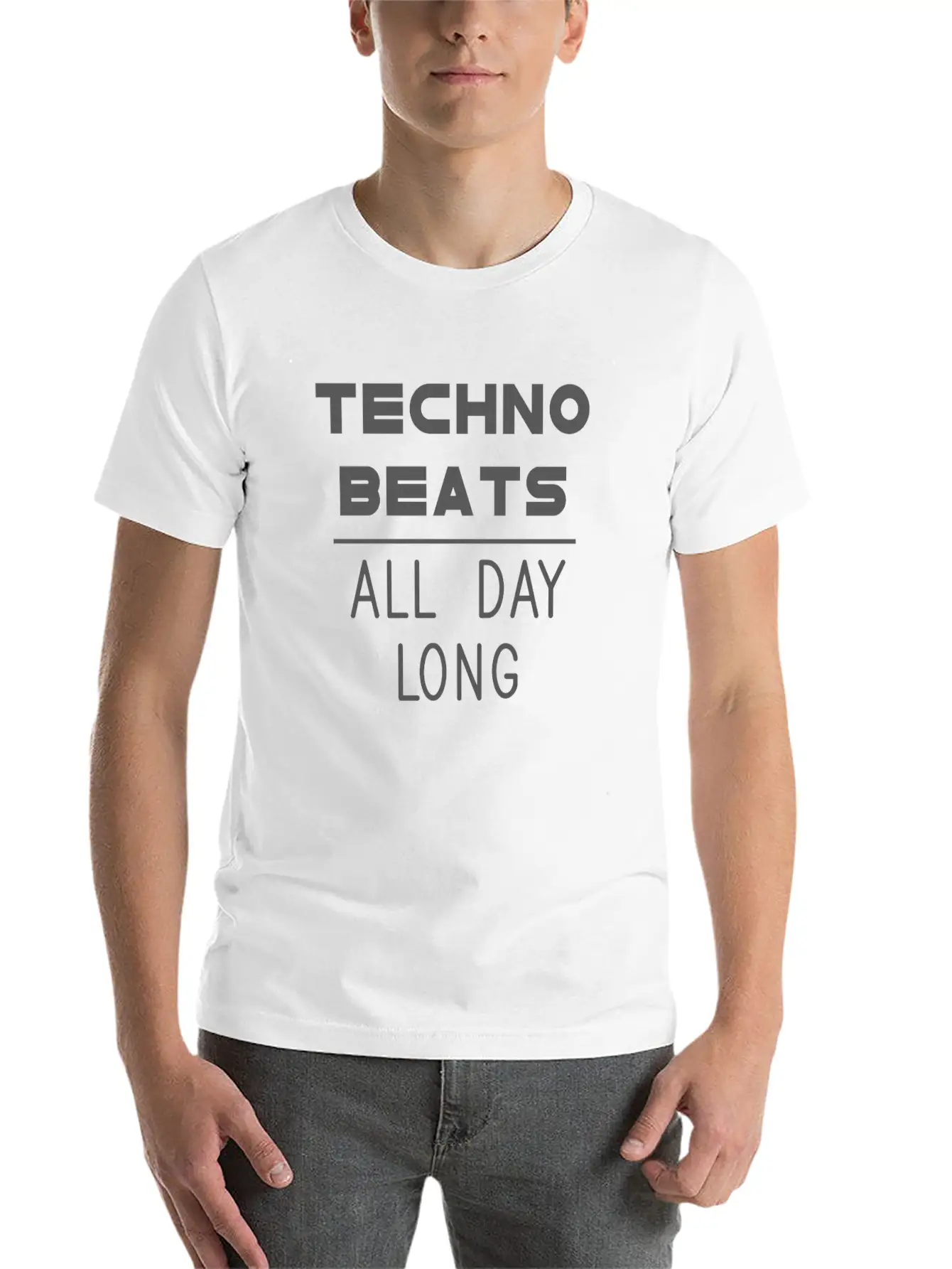 Techno Beats All Day Long Electronic Dance Idea Breathable Soft Cotton T-Shirt – Timeless Casual Look
