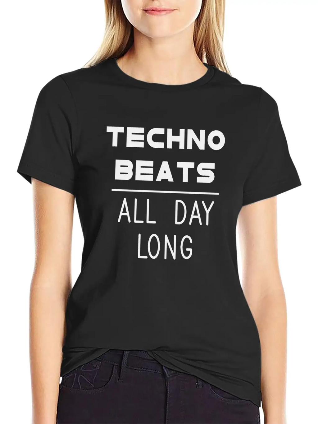 Techno Beats All Day Long Electronic Dance Idea Breathable Soft Cotton T-Shirt – Timeless Casual Look
