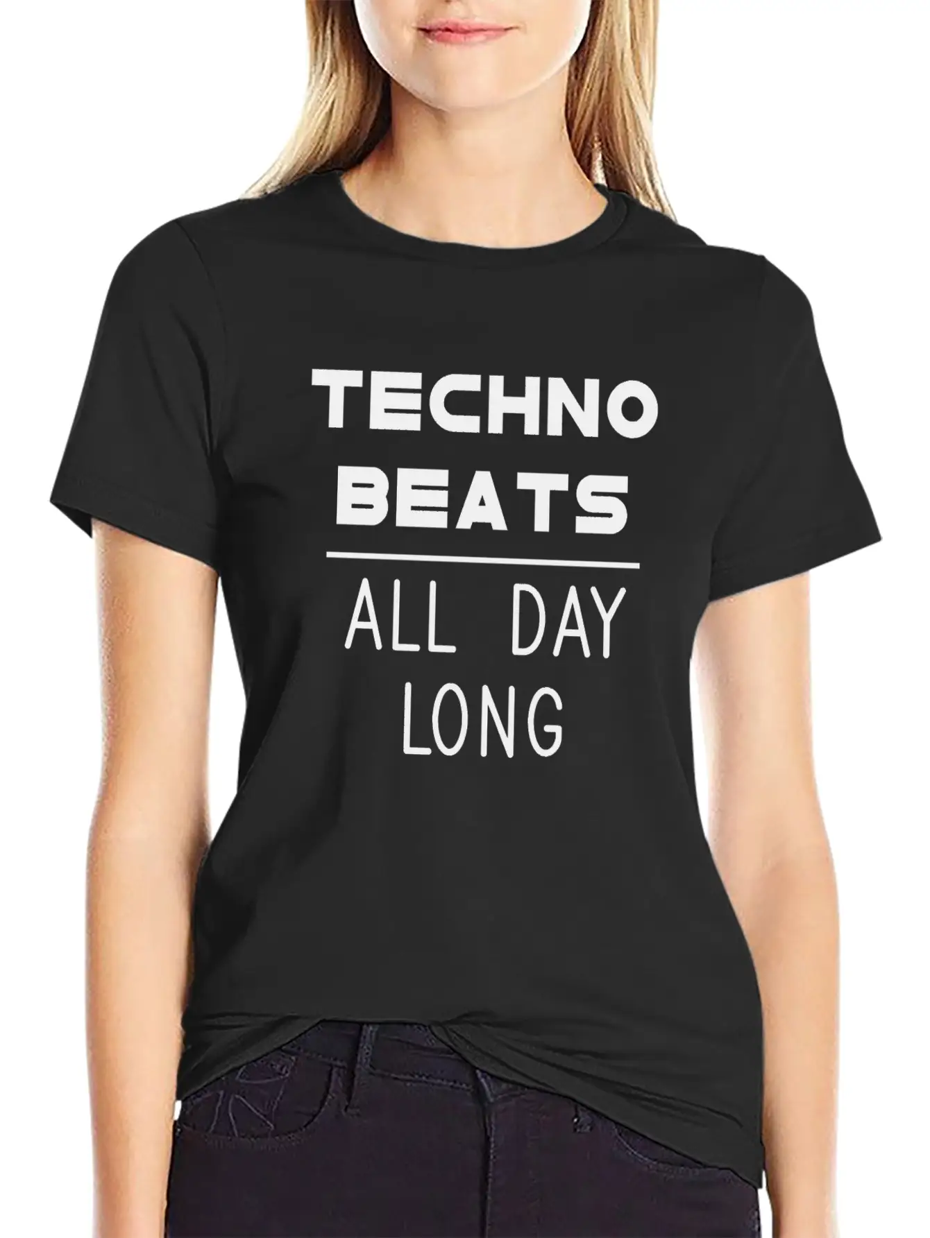 Techno Beats All Day Long Electronic Dance Idea Breathable Soft Cotton T-Shirt – Timeless Casual Look