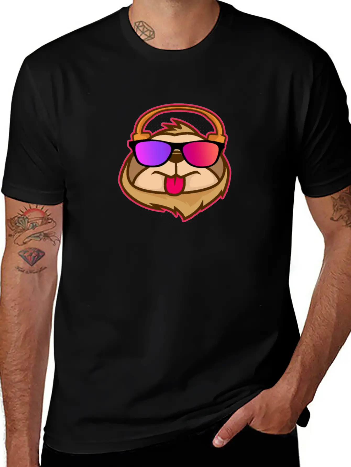 Techno House Funny DJ Sloth Glasses Gift Classic Cotton Tee – Unisex Comfort For Any Season