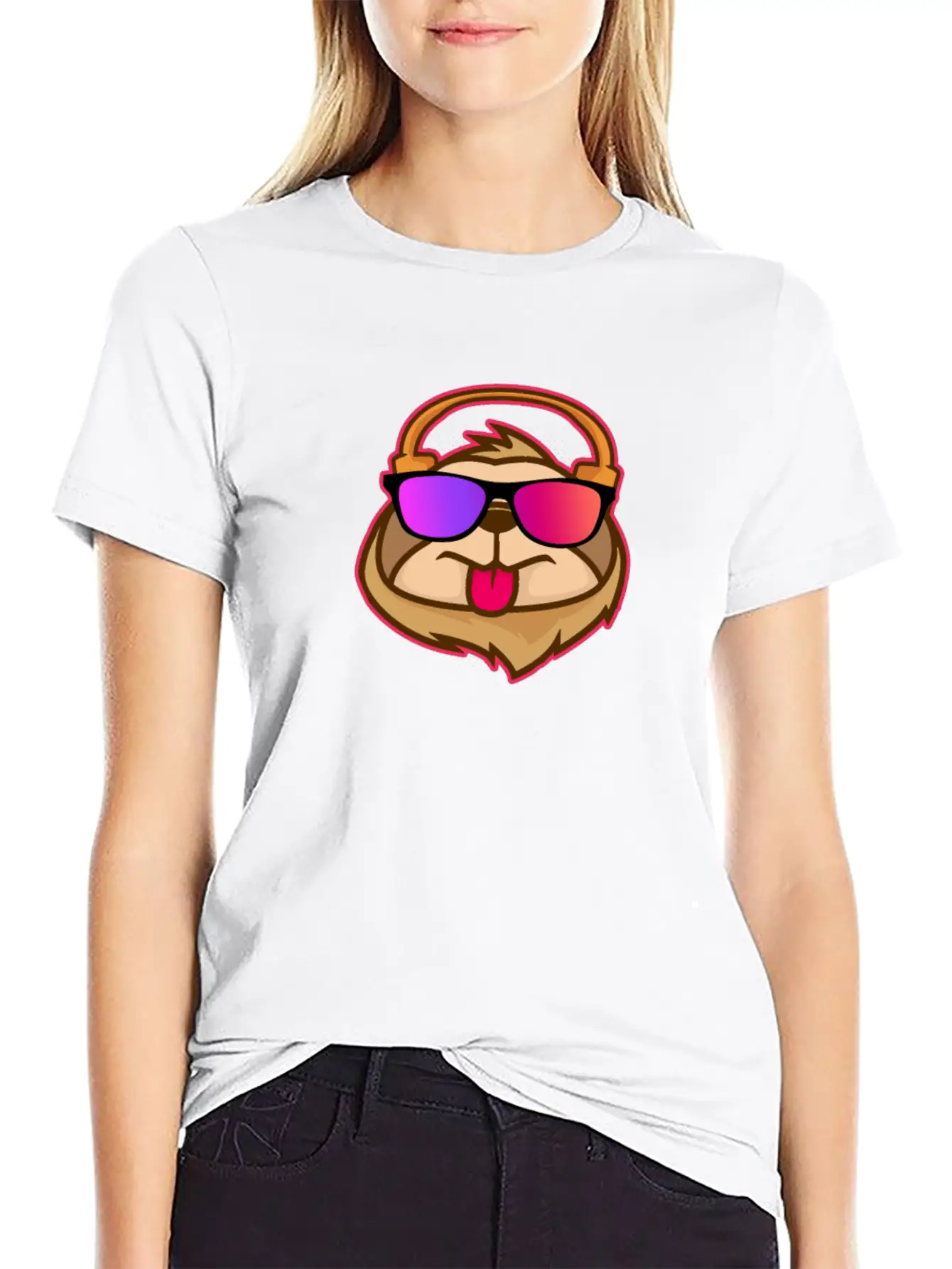 Techno House Funny DJ Sloth Glasses Gift Classic Cotton Tee – Unisex Comfort For Any Season