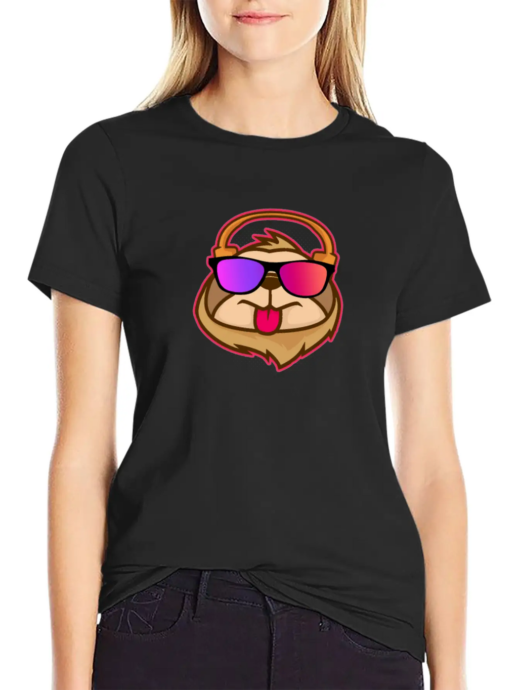 Techno House Funny DJ Sloth Glasses Gift Classic Cotton Tee – Unisex Comfort For Any Season