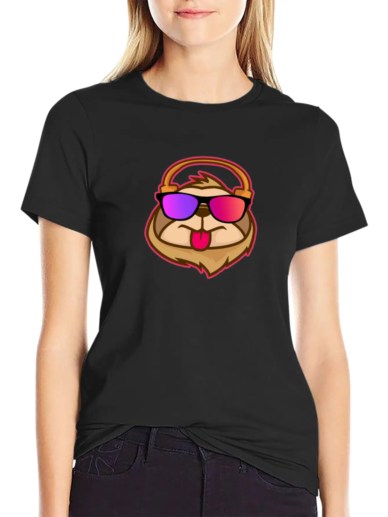Techno House Funny DJ Sloth Glasses Gift Classic Cotton Tee – Unisex Comfort For Any Season