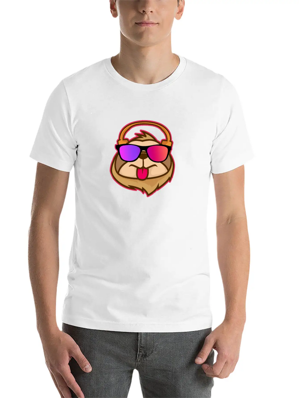 Techno House Funny DJ Sloth Glasses Gift Classic Cotton Tee – Unisex Comfort For Any Season
