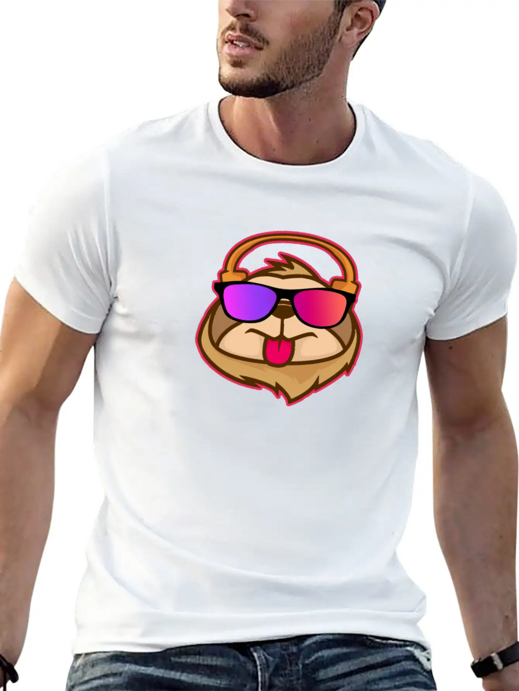 Techno House Funny DJ Sloth Glasses Gift Classic Cotton Tee – Unisex Comfort For Any Season