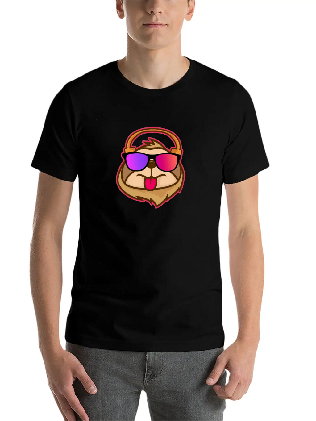 Techno House Funny DJ Sloth Glasses Gift Classic Cotton Tee – Unisex Comfort For Any Season