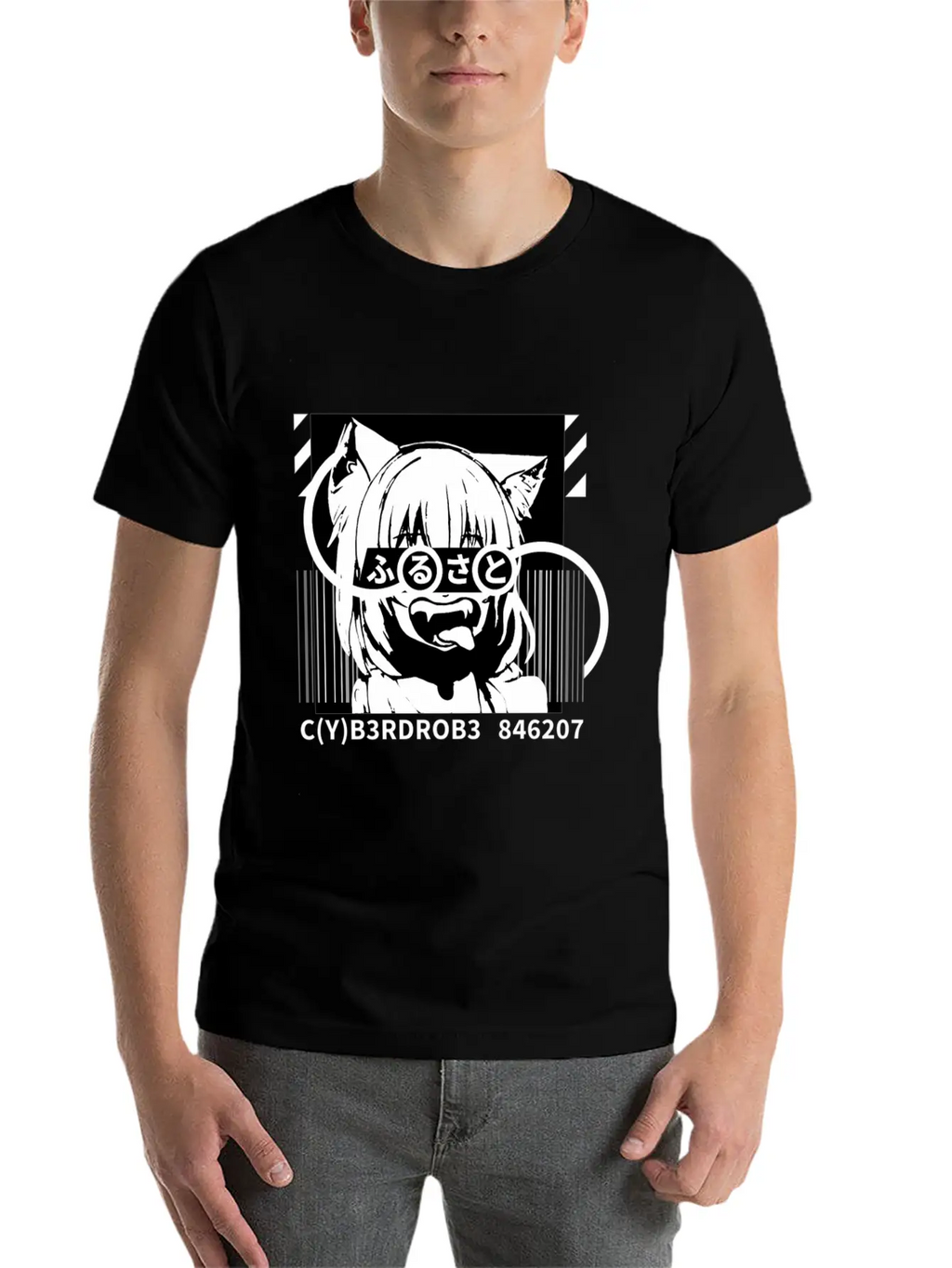 Techwear Japanese Anime Bite Down Timeless Short Sleeve Tee – Comfy And Minimalist Design