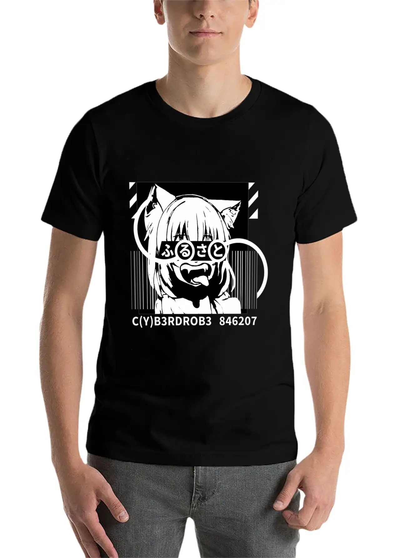 Techwear Japanese Anime Bite Down Timeless Short Sleeve Tee – Comfy And Minimalist Design