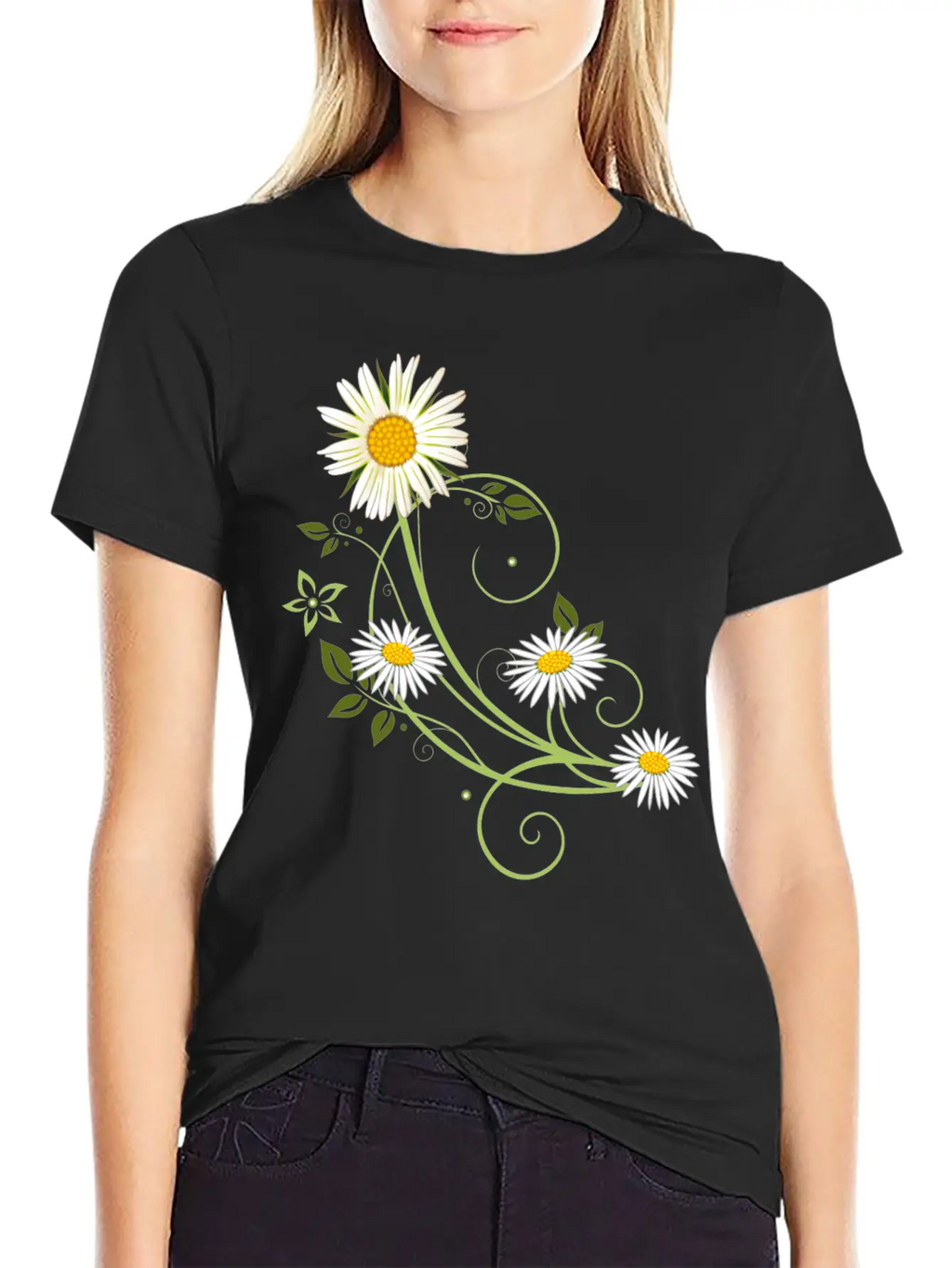 Tendril With Marguerite And Daisies Relaxed Everyday Tee – Lightweight And Durable Cotton