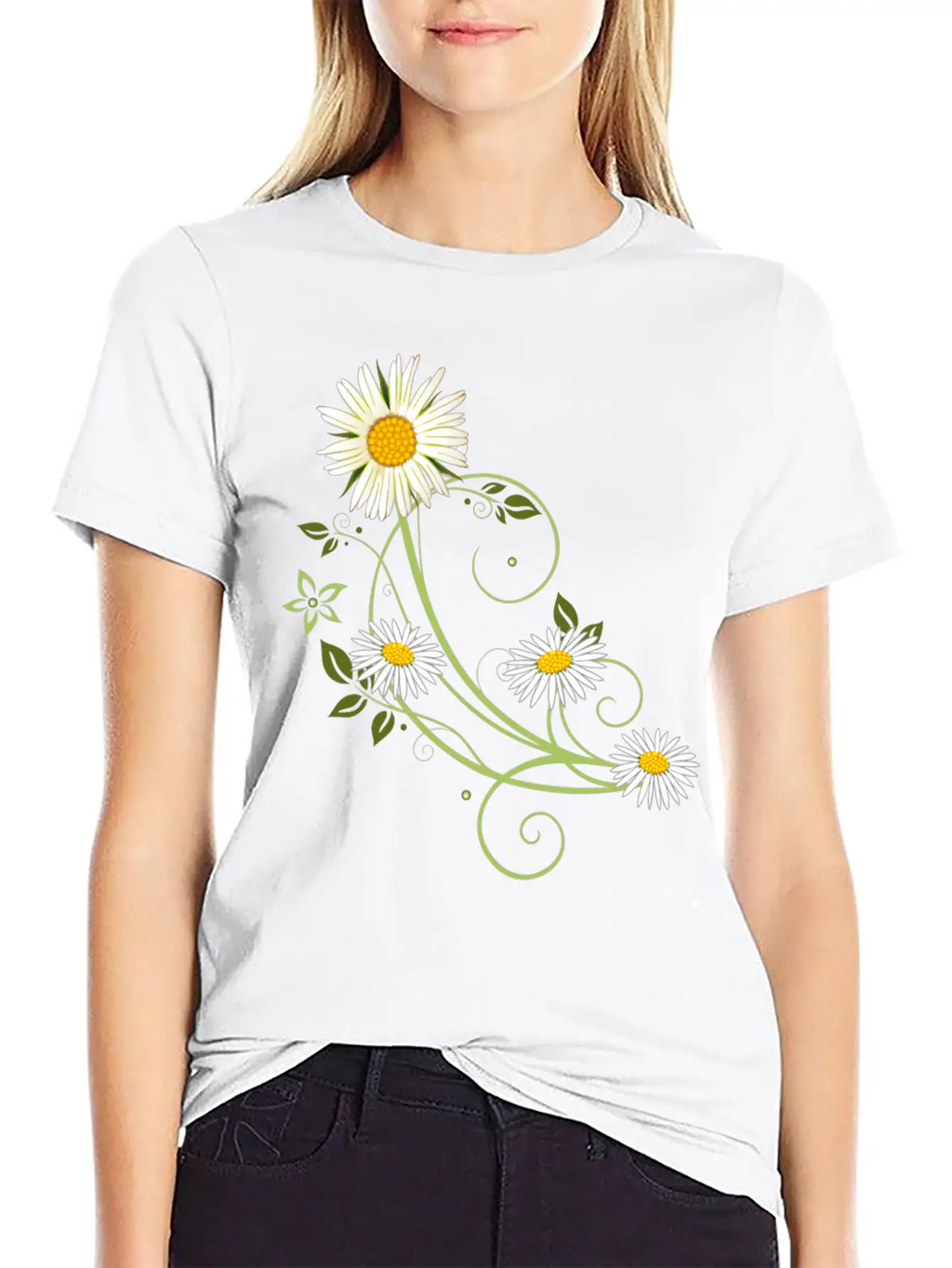 Tendril With Marguerite And Daisies Relaxed Everyday Tee – Lightweight And Durable Cotton