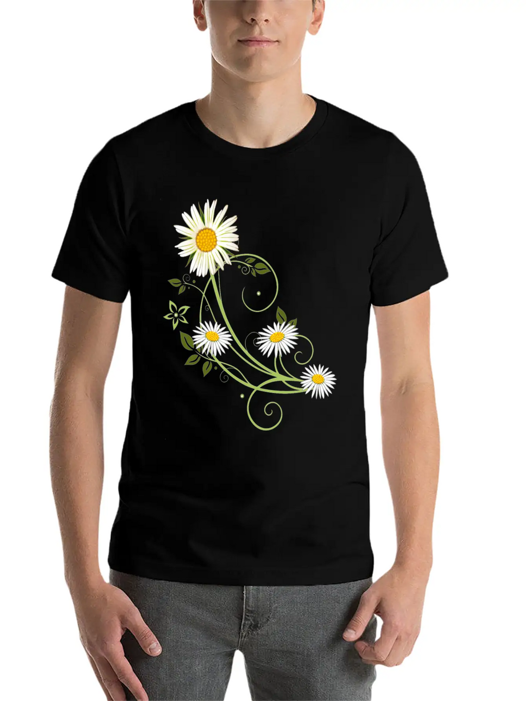 Tendril With Marguerite And Daisies Relaxed Everyday Tee – Lightweight And Durable Cotton