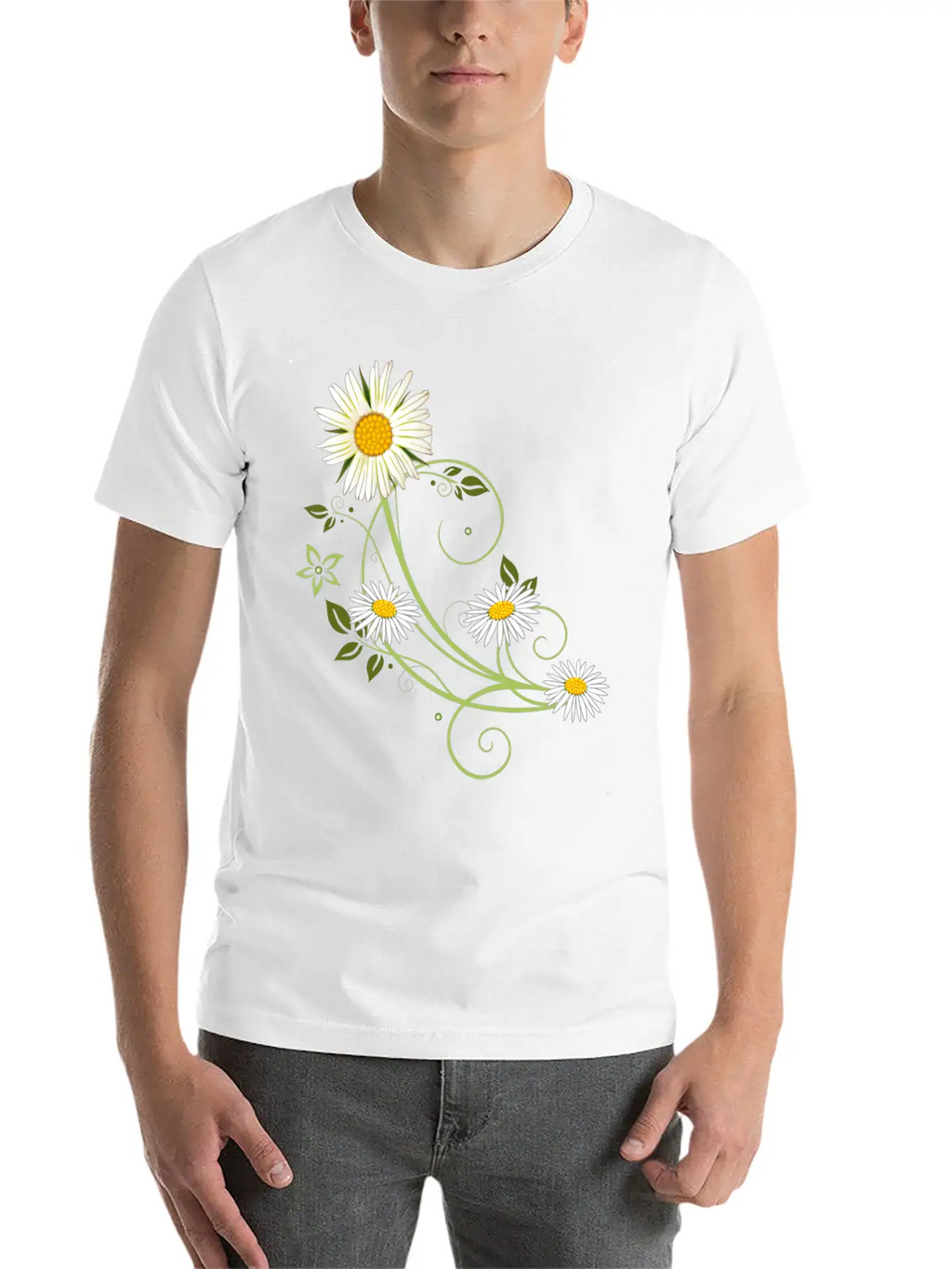 Tendril With Marguerite And Daisies Relaxed Everyday Tee – Lightweight And Durable Cotton
