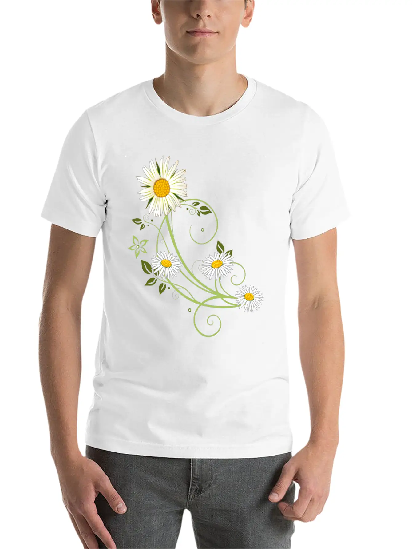 Tendril With Marguerite And Daisies Relaxed Everyday Tee – Lightweight And Durable Cotton