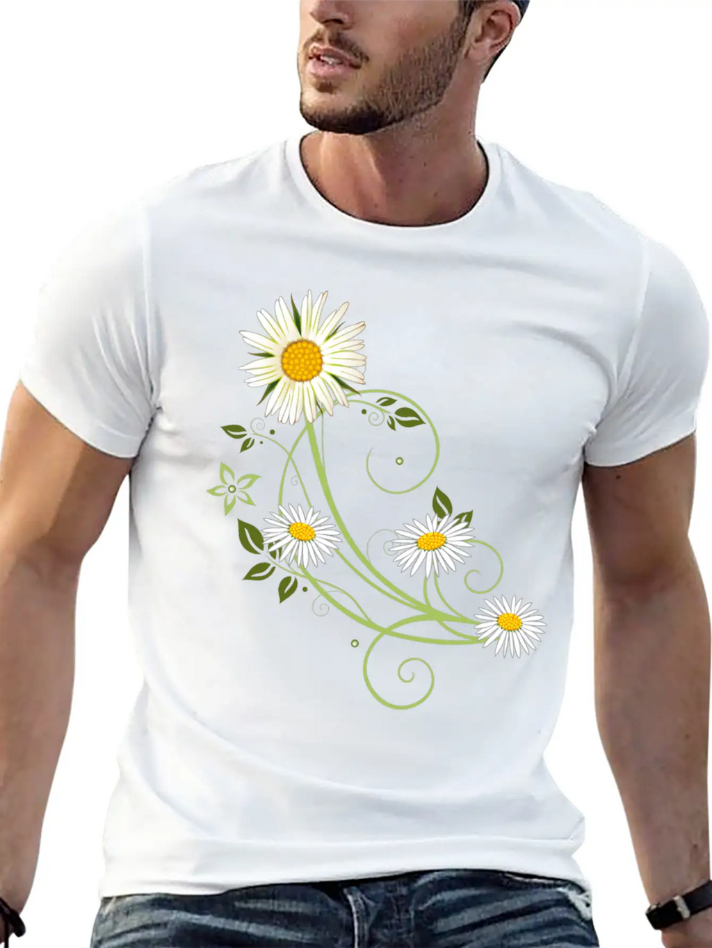 Tendril With Marguerite And Daisies Relaxed Everyday Tee – Lightweight And Durable Cotton