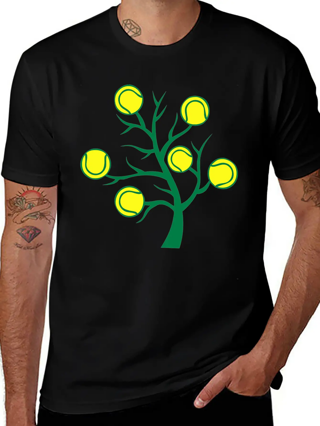 Tennis Ball Tree Branch Timeless Short Sleeve Tee – Comfy And Minimalist Design