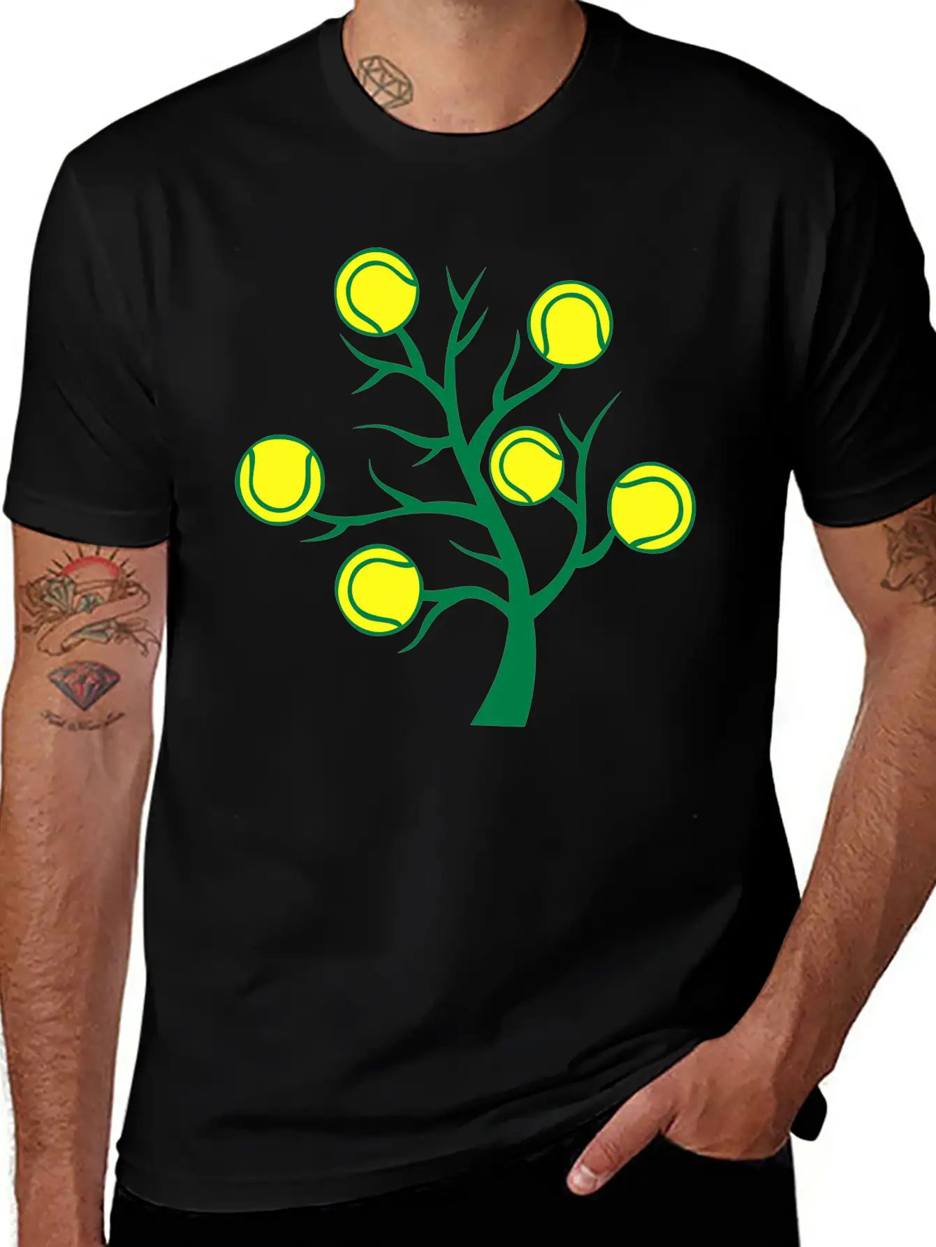 Tennis Ball Tree Branch Timeless Short Sleeve Tee – Comfy And Minimalist Design