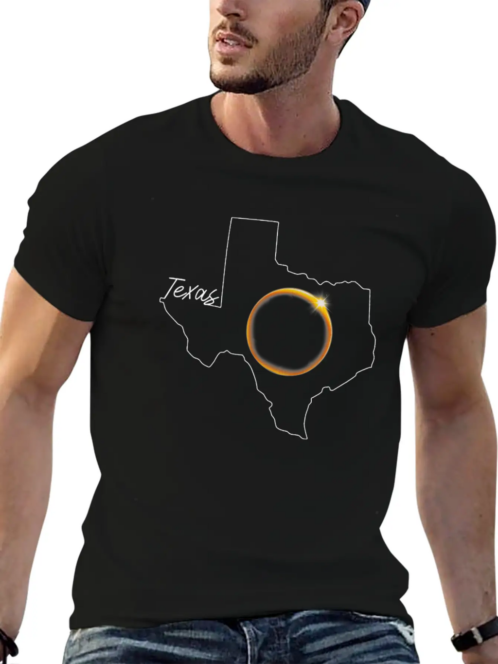 Texas April 8 Total Solar Eclipse USA Map 4 08 24 Unisex Casual T-Shirt – Clean Design For Daily Comfort
