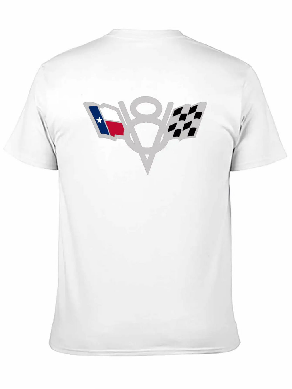 Texas State V8 Chequered Flag USA Lone Star Badge Stylish Everyday T-Shirt – Unisex Basic Cotton Tee