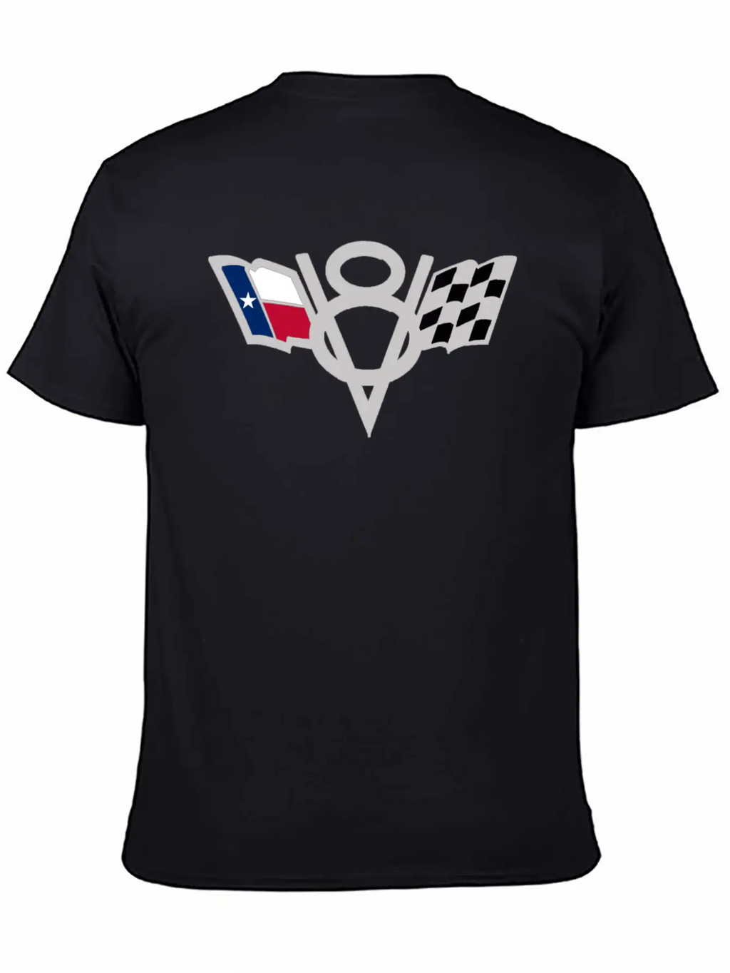 Texas State V8 Chequered Flag USA Lone Star Badge Stylish Everyday T-Shirt – Unisex Basic Cotton Tee