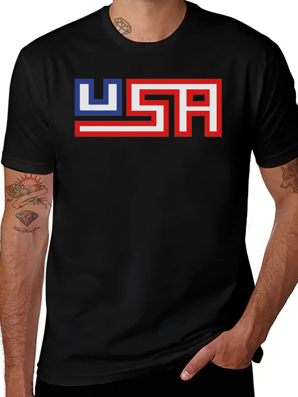 Text America United States Stars 3 Colors USA Nati Timeless Short Sleeve Tee – Comfy And Minimalist Design