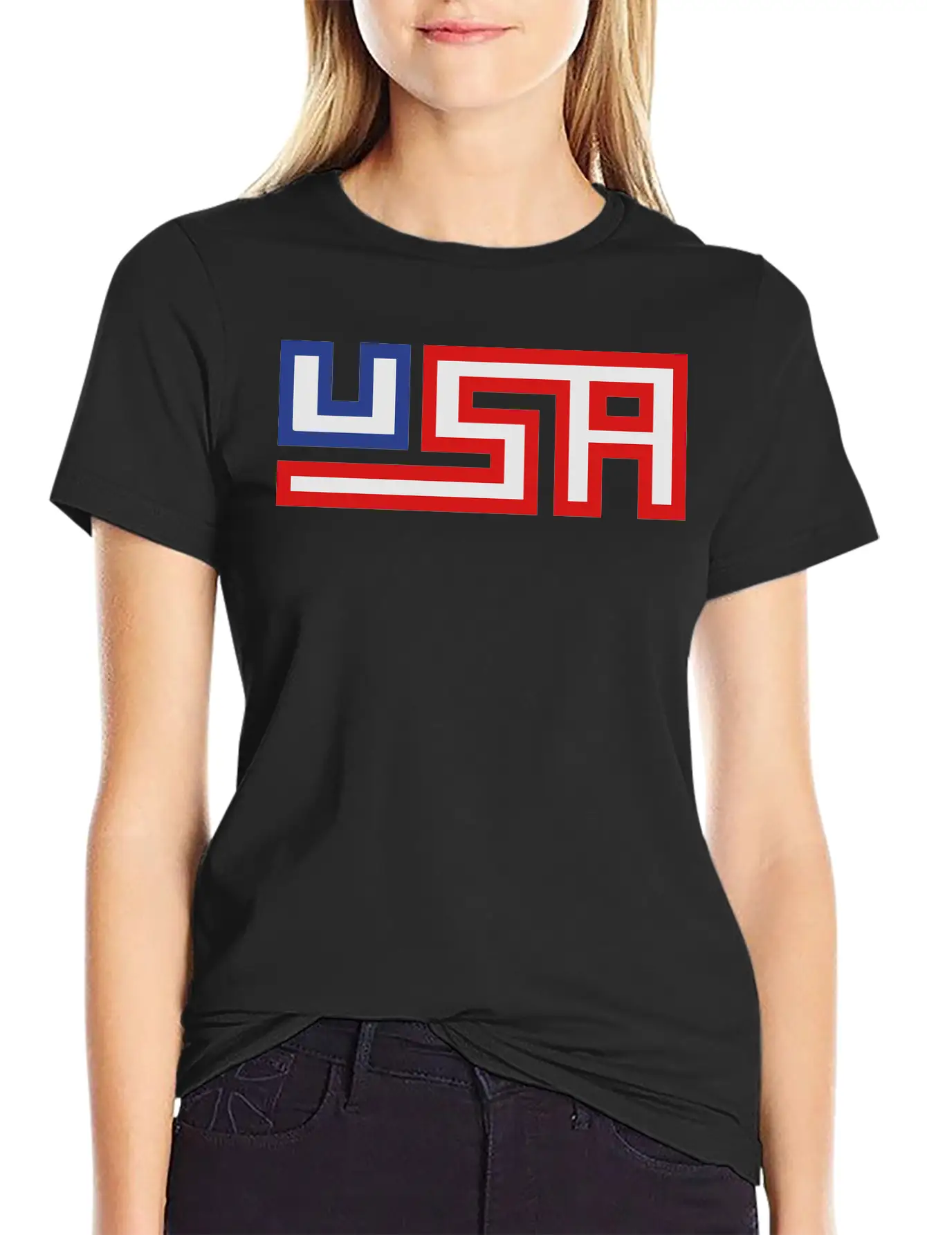 Text America United States Stars 3 Colors USA Nati Timeless Short Sleeve Tee – Comfy And Minimalist Design