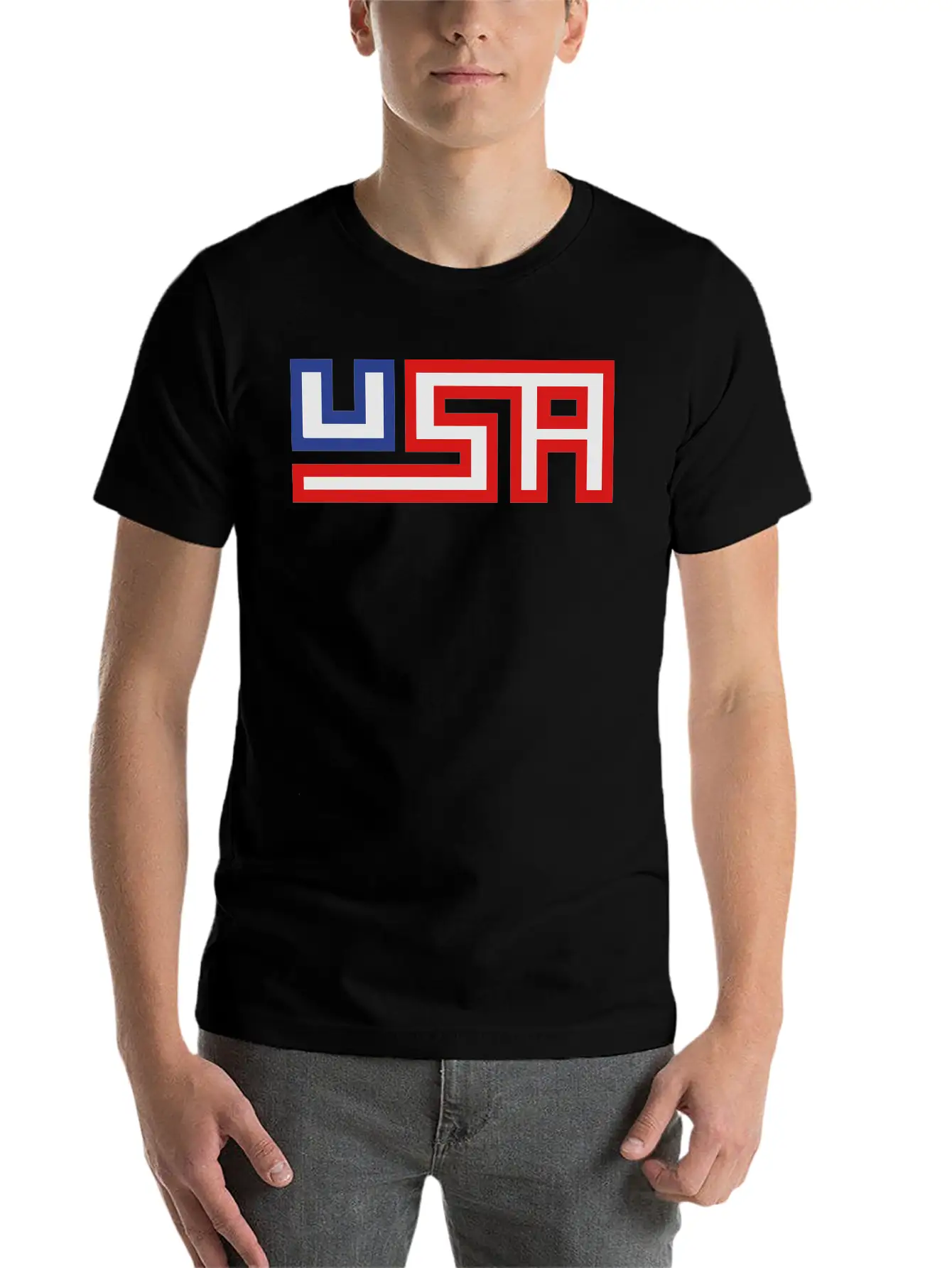 Text America United States Stars 3 Colors USA Nati Timeless Short Sleeve Tee – Comfy And Minimalist Design
