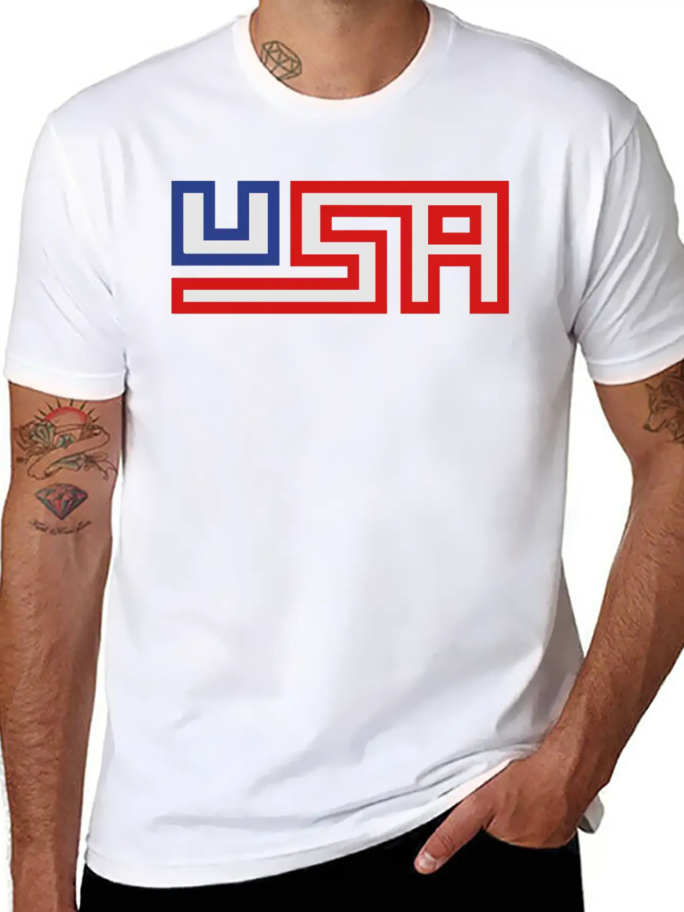 Text America United States Stars 3 Colors USA Nati Timeless Short Sleeve Tee – Comfy And Minimalist Design
