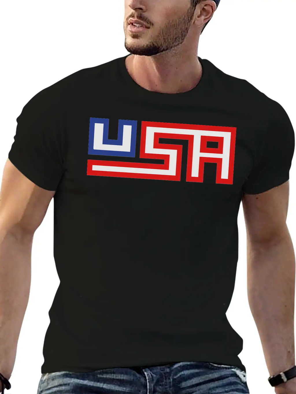 Text America United States Stars 3 Colors USA Nati Timeless Short Sleeve Tee – Comfy And Minimalist Design
