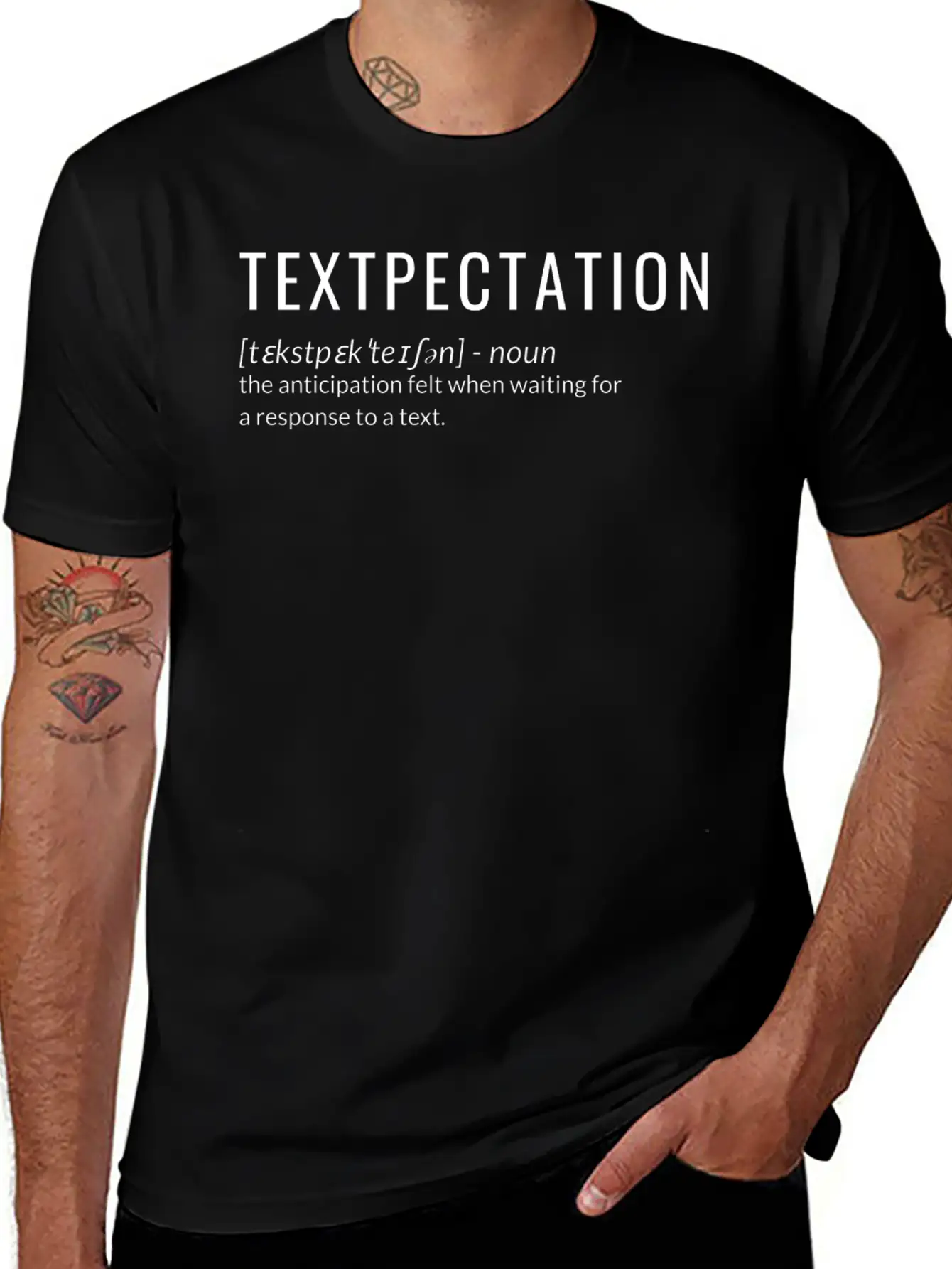 Textpectation Anticipation Felt When Waiting Stylish Everyday T-Shirt – Unisex Basic Cotton Tee