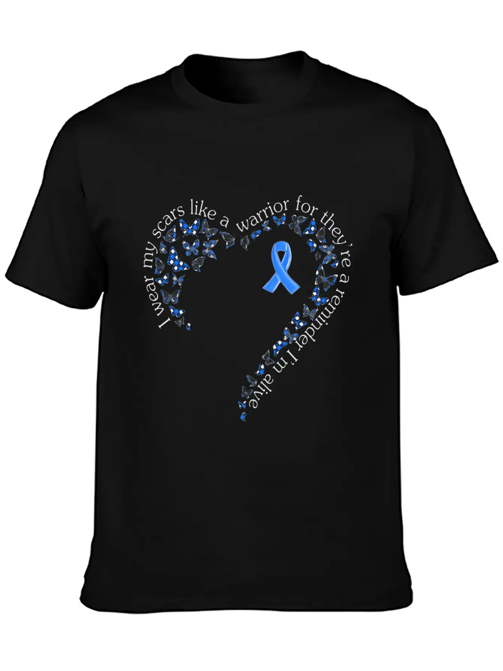 Tg Heart Butterfly Ribbon Colon Cancer Awareness Breathable Soft Cotton T-Shirt – Timeless Casual Look