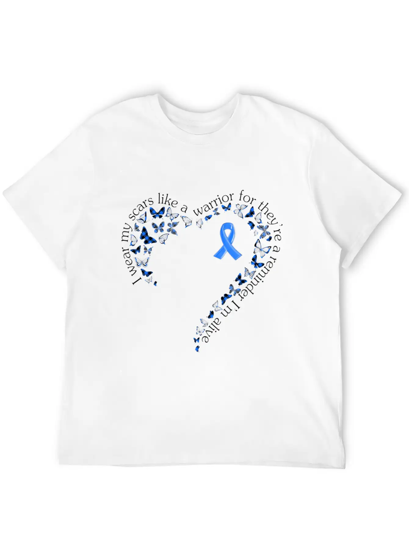Tg Heart Butterfly Ribbon Colon Cancer Awareness Breathable Soft Cotton T-Shirt – Timeless Casual Look
