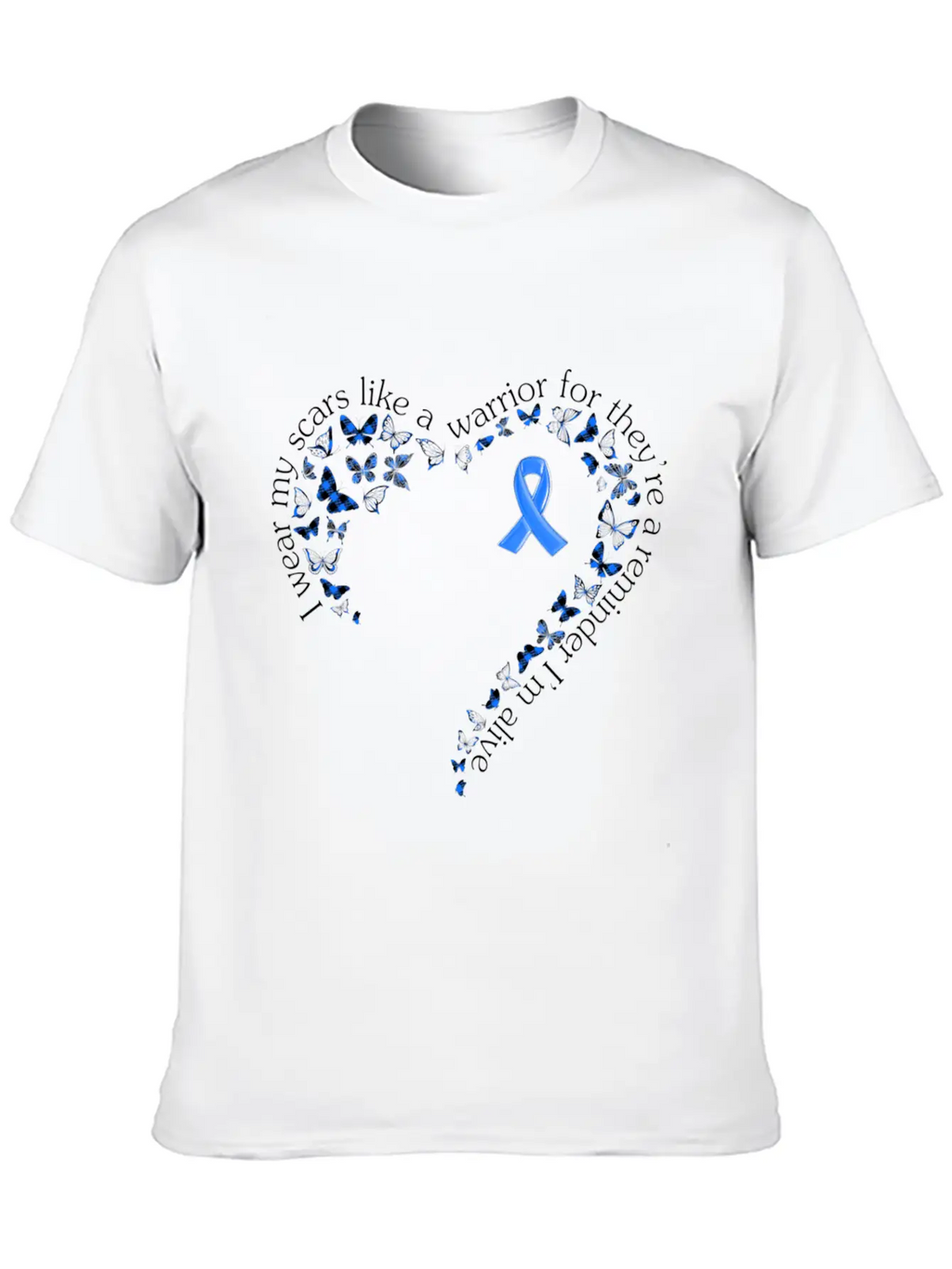 Tg Heart Butterfly Ribbon Colon Cancer Awareness Breathable Soft Cotton T-Shirt – Timeless Casual Look