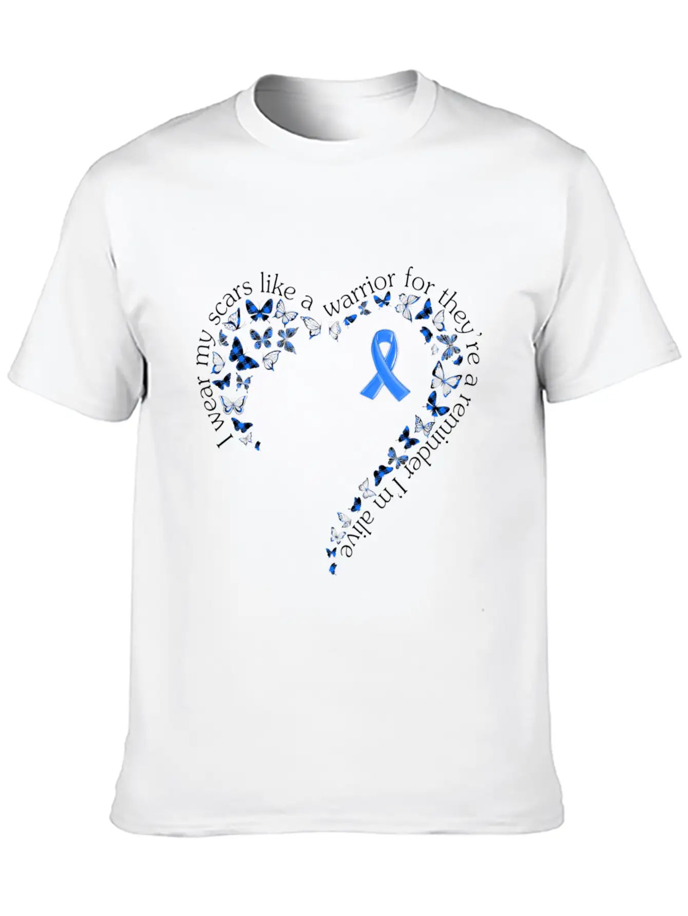 Tg Heart Butterfly Ribbon Colon Cancer Awareness Breathable Soft Cotton T-Shirt – Timeless Casual Look