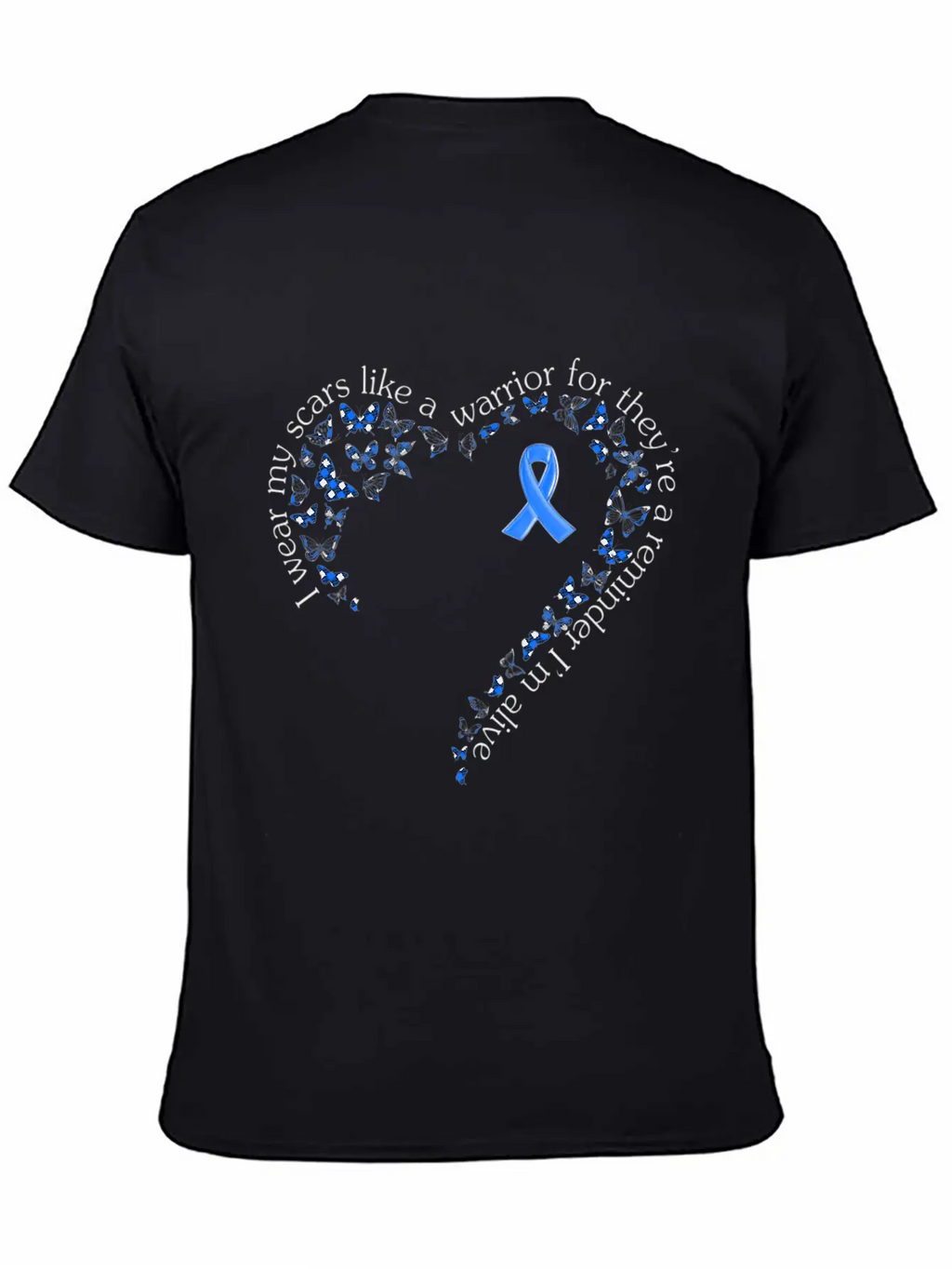Tg Heart Butterfly Ribbon Colon Cancer Awareness Breathable Soft Cotton T-Shirt – Timeless Casual Look