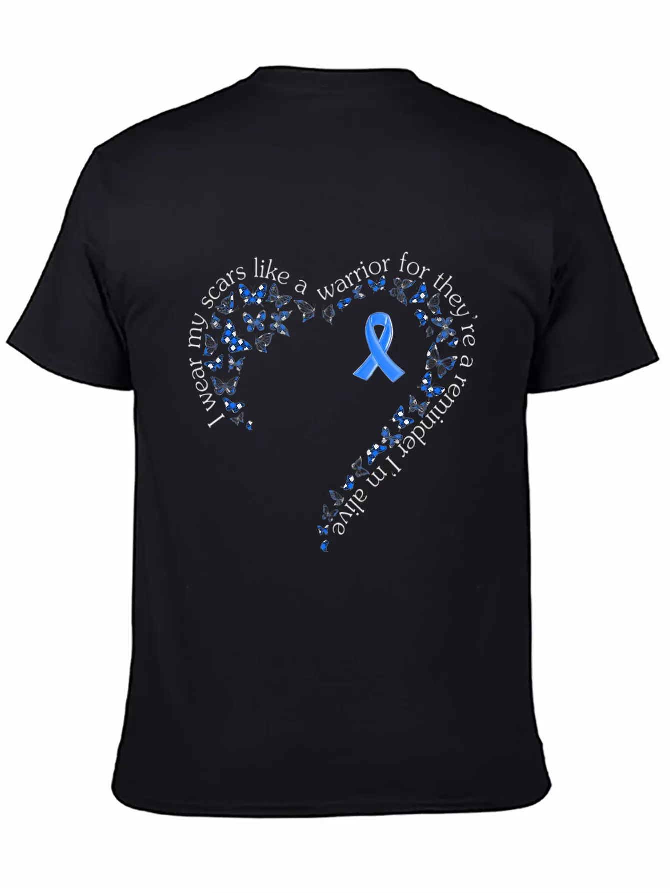 Tg Heart Butterfly Ribbon Colon Cancer Awareness Breathable Soft Cotton T-Shirt – Timeless Casual Look