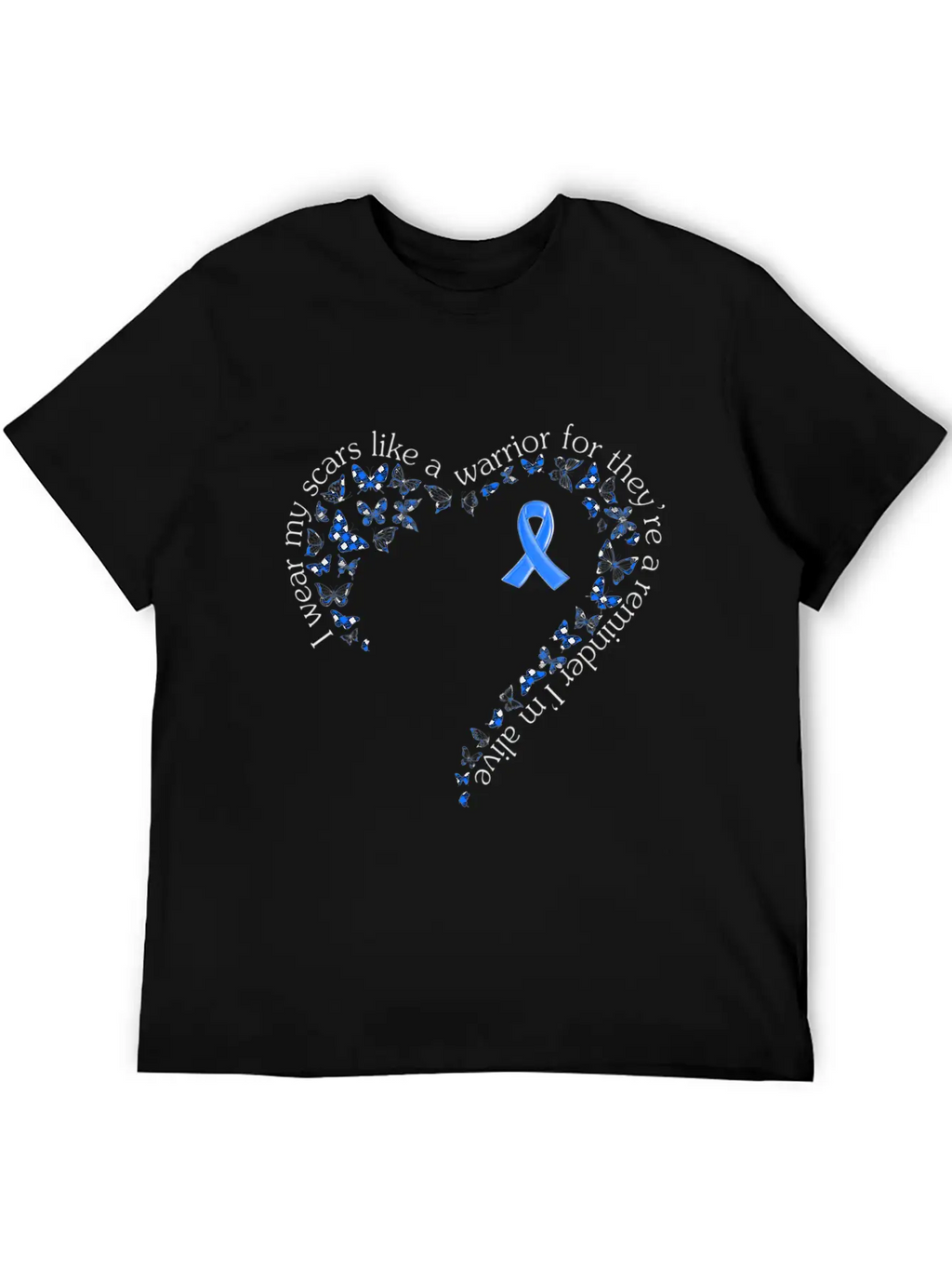 Tg Heart Butterfly Ribbon Colon Cancer Awareness Breathable Soft Cotton T-Shirt – Timeless Casual Look