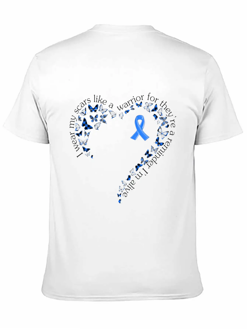 Tg Heart Butterfly Ribbon Colon Cancer Awareness Breathable Soft Cotton T-Shirt – Timeless Casual Look