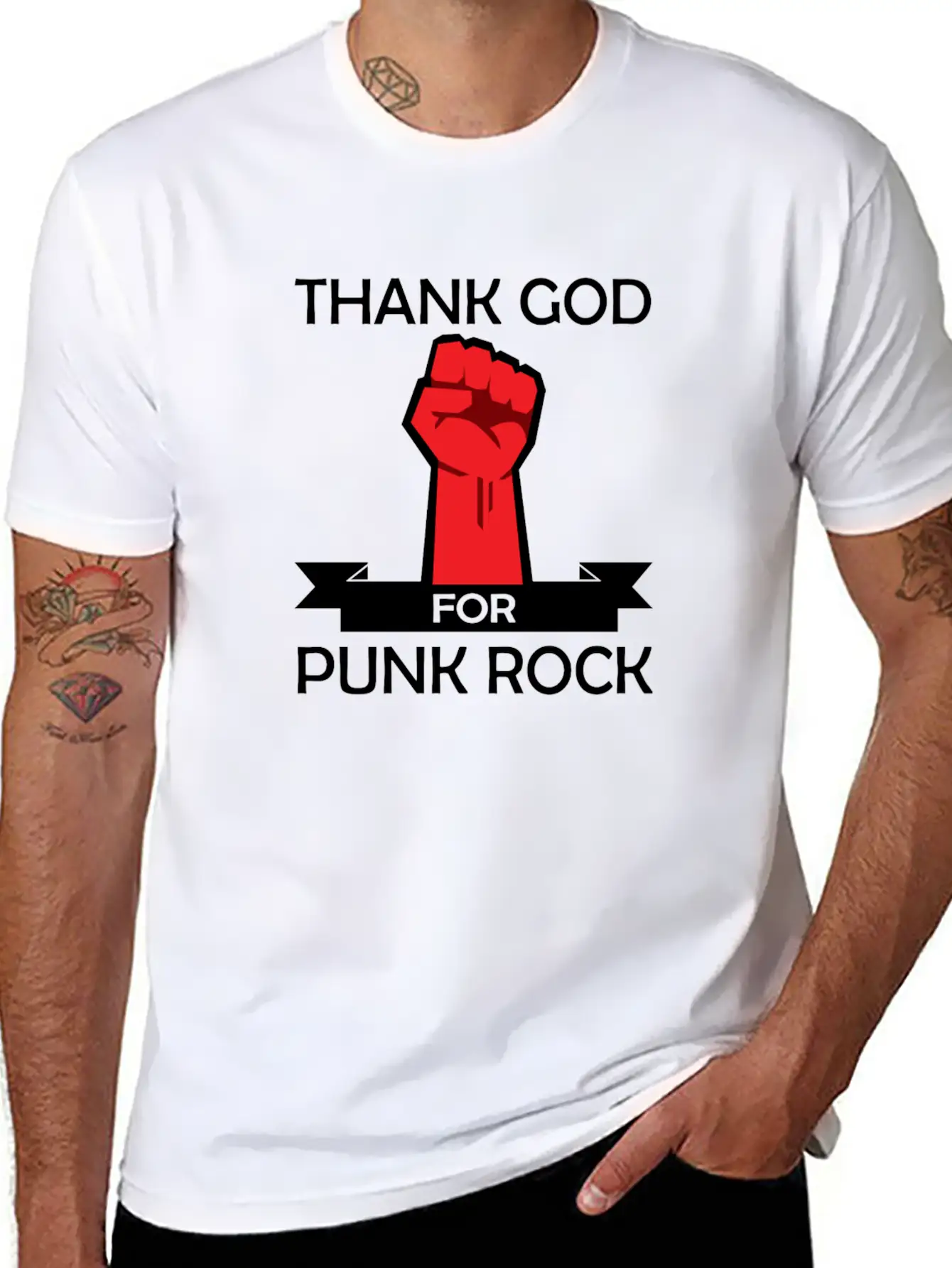 Thank God For Punk Rock Punk Anarchy Basic Graphic T-Shirt – Daily Comfort In Soft Cotton