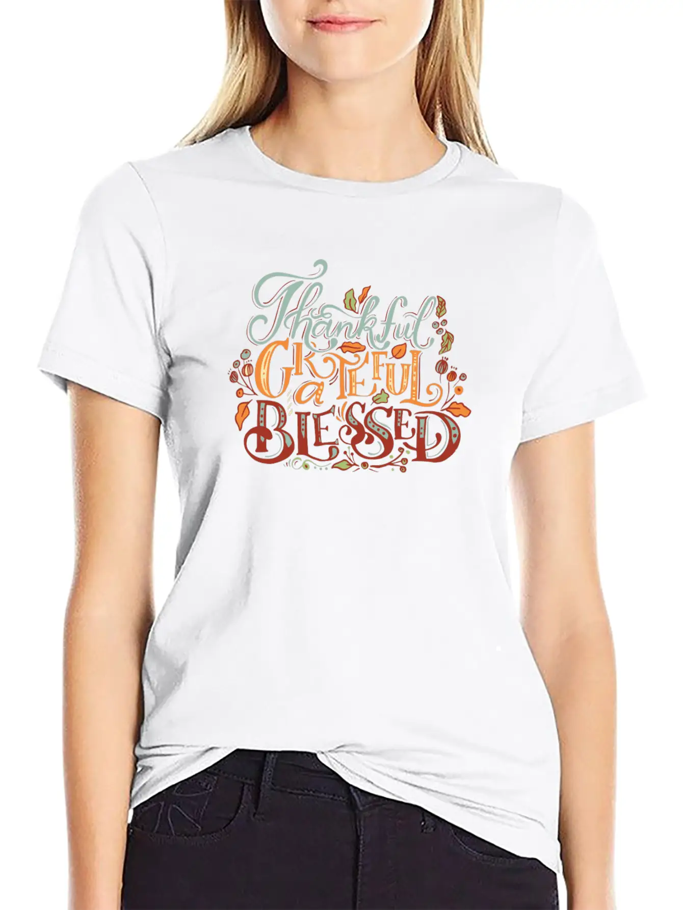Thankful Grateful Blessed Basic Graphic T-Shirt – Daily Comfort In Soft Cotton